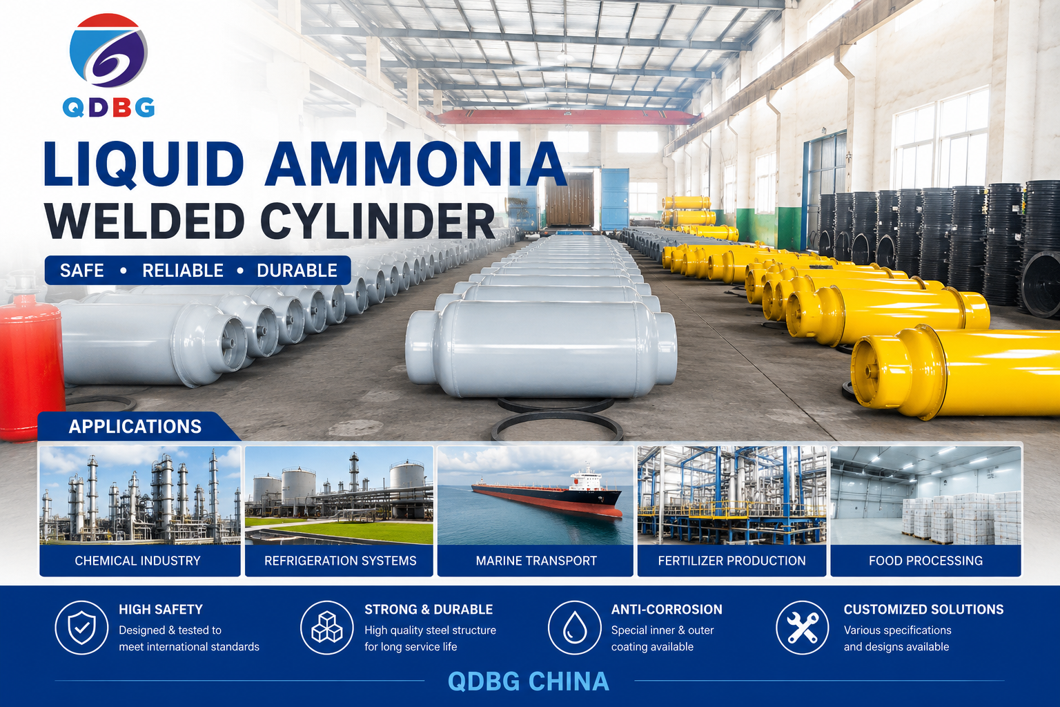 Welded steel cylinder production for chemical and refrigerant service