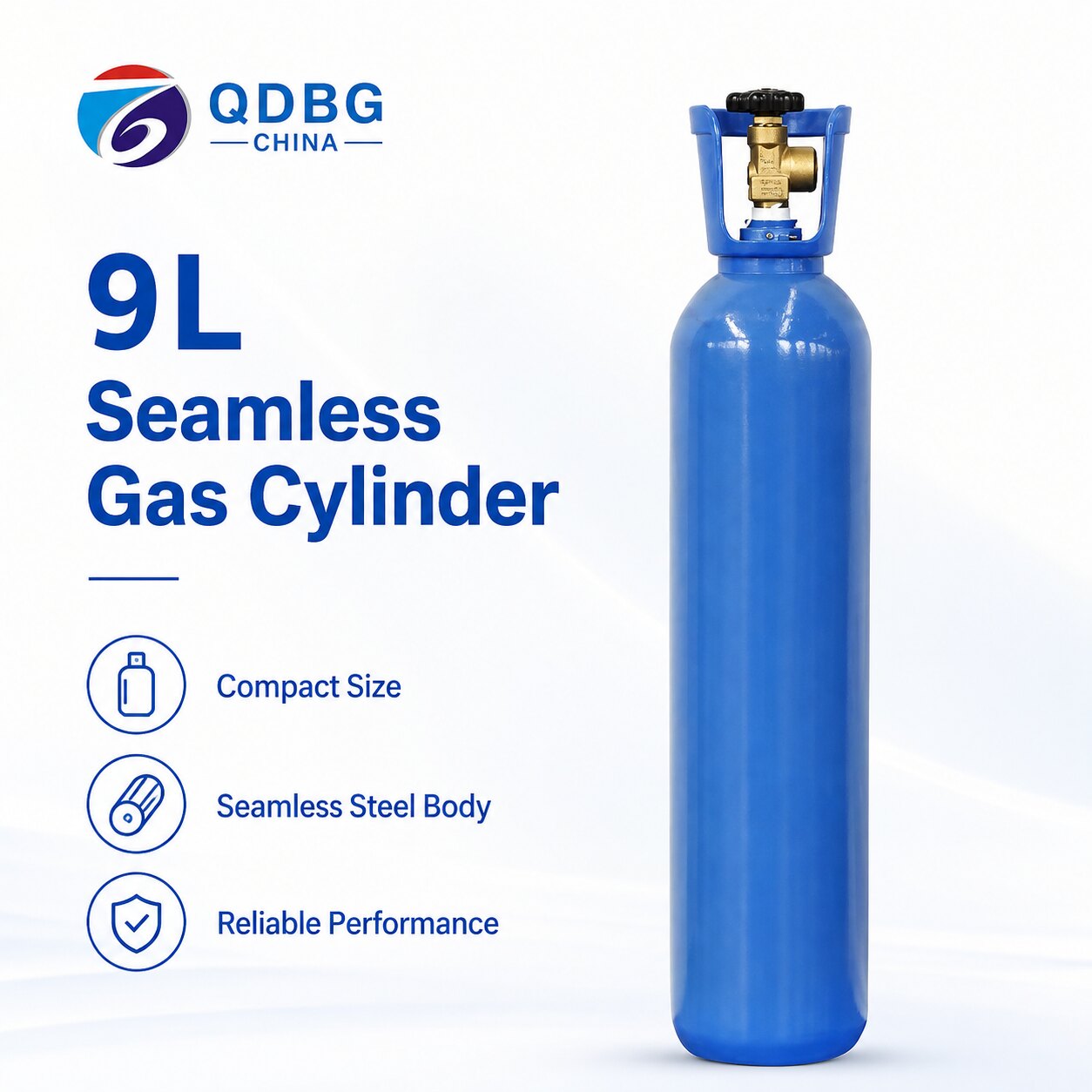 QDBG CHINA 9 litre blue seamless steel gas cylinder
